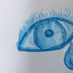 blue eye painting teardrops tear